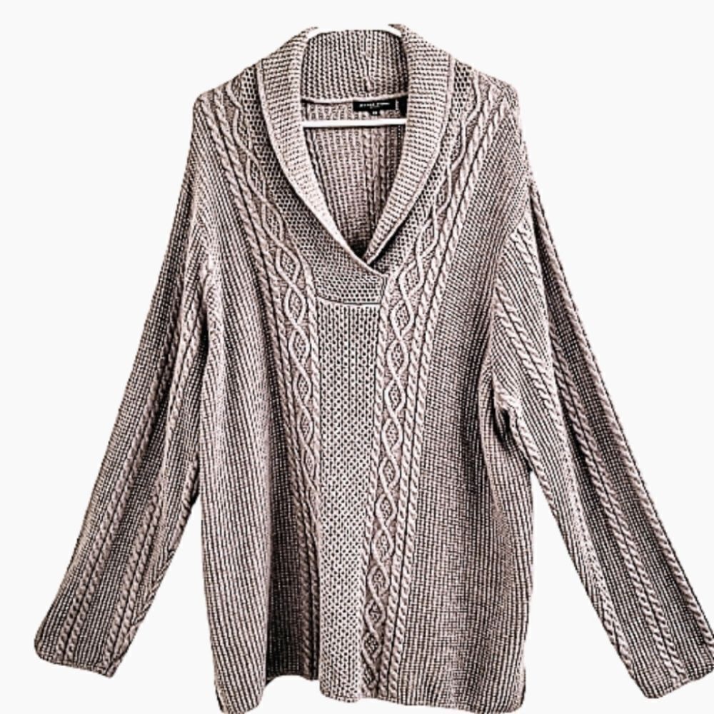 NWOT Jeanne Pierre Women’s 3X Taupe Pullover V-neck Sweater